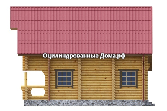 Фасад дома из оцилиндрованного бревна Жемчужина Крыма