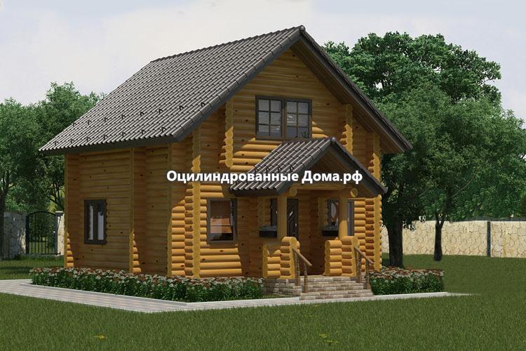 Дом-баня из бревна с мансардой "Боровик" - 104м2 (8,5м х 7м)